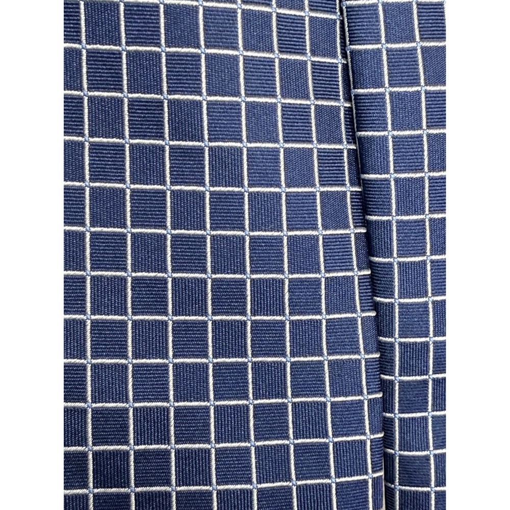 Brooks Brothers 346 Silk Tie Navy Blue White Grid Windowpane Check Italy Fabric‎ - Picture 2 of 4